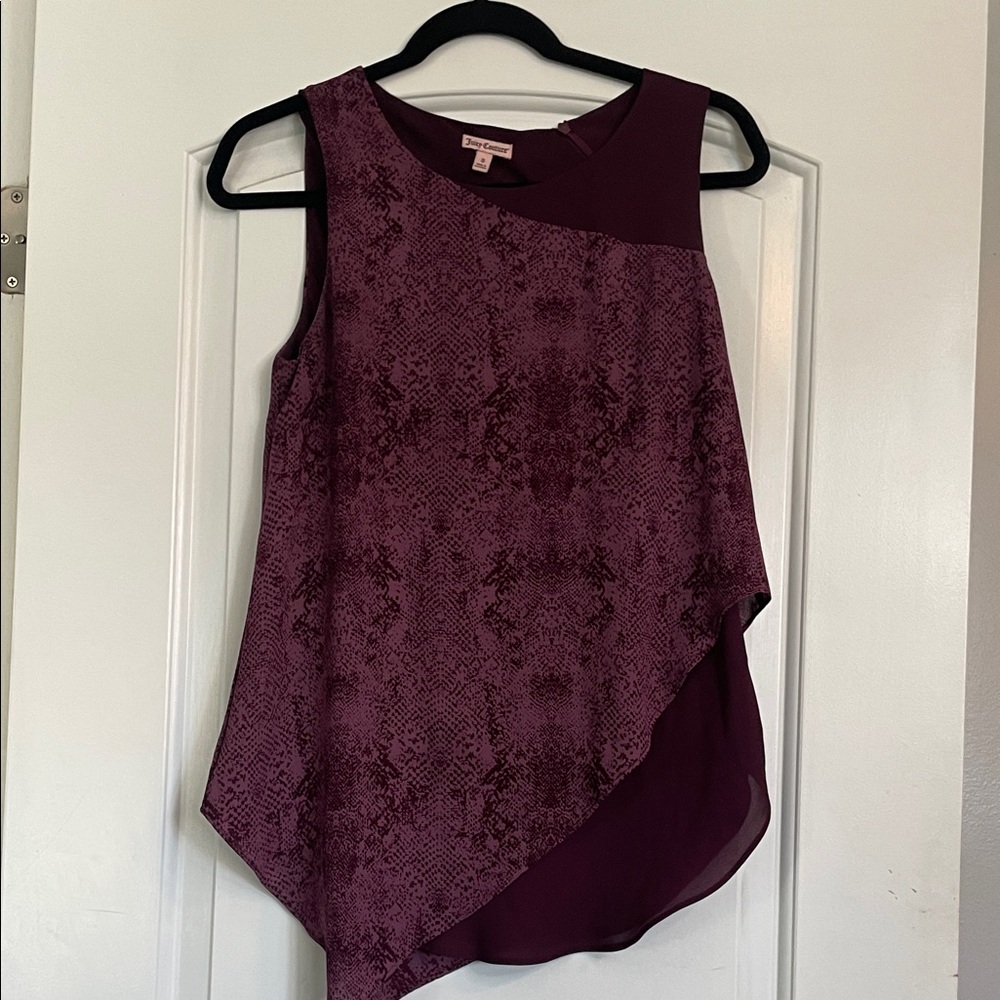 Juicy Couture Asymmetrical Sleeveless Top in Rich Plum